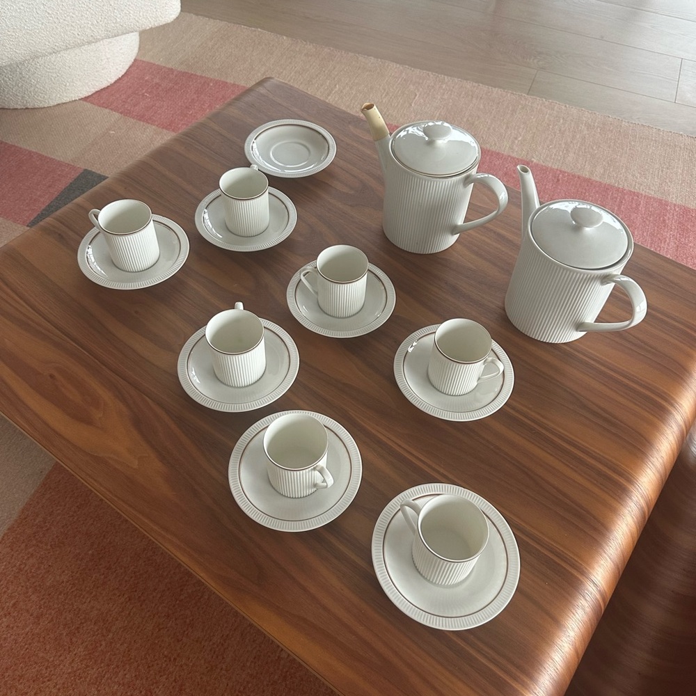 Elegant White China Tea Set for Five (with extras)
